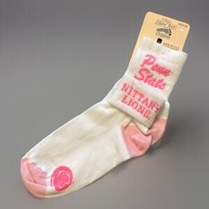 Penn State Nittany Lions College Team Logo Crew Socks M Womens 9-11 Roll Down